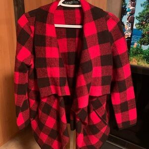 Ralph Lauren Red and Black Checkered Cardigan